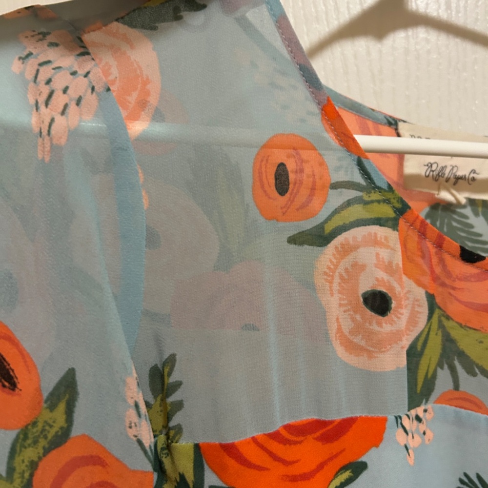 LIKE NEW! Women's Paper Crown Anthropologie Blue Floral Swing Dress - XSP - Picture 15 of 15